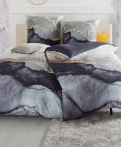 Bierbaum Bettwäsche In Grau-goldfarben