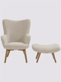 Heine Home Sessel+Hocker In Ecru