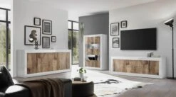 LC Stauraumvitrine In Weiß Hochglanz Lack/pero