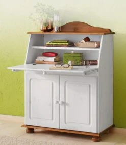 Home Affaire Sekretär In Weiß/ Honigfarben -Haushaltsgegenstände Rabatt dc91d780673e0a42dbb30f823e594d00