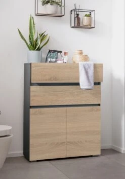 Home Affaire Midischrank In Anthrazit/eichefb. Sonoma