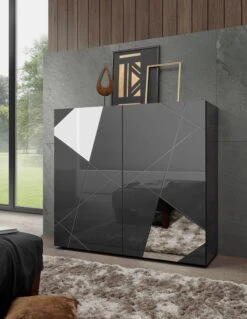 LC Highboard In Anthrazit Hochglanz Lack